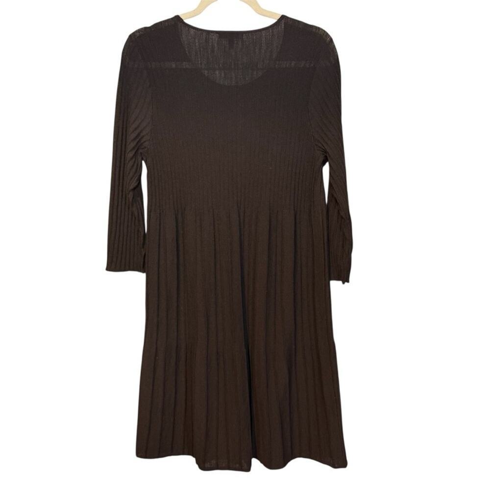 Eileen Fisher Washable Wool Rib Release Pleat Knit Dress Size M - Picture 3 of 9